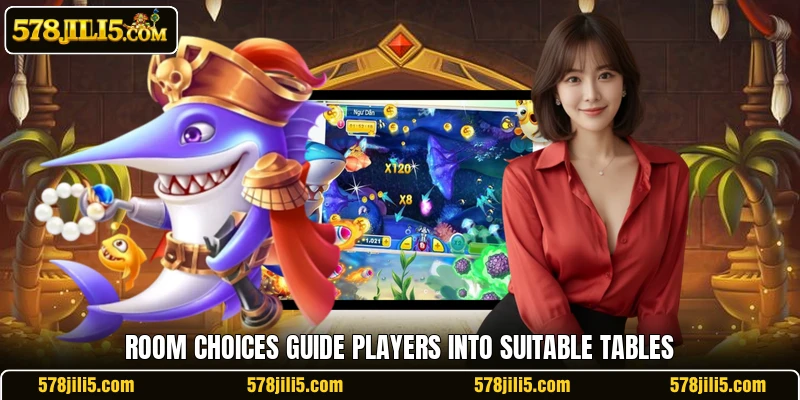 Room choices guide players into suitable tables